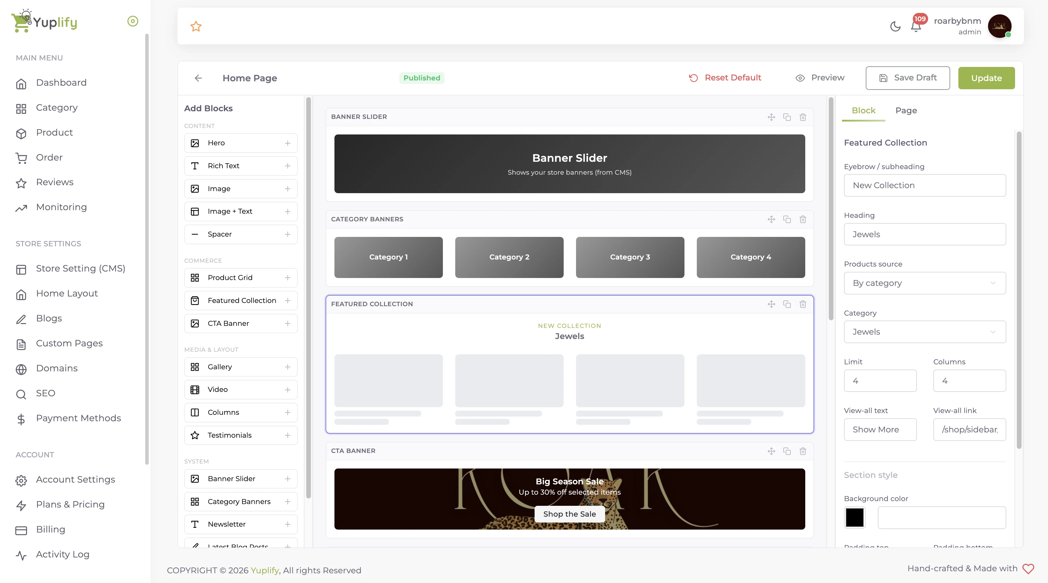 Yuplify drag-and-drop website builder