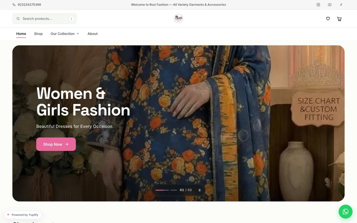 Rozi Fashion, a women's & men's fashion store built on Yuplify